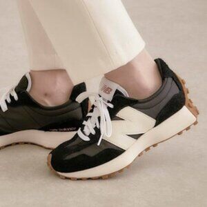 CASUAL!!! New Balance Women's 327 Shoes, Black/White/Gum Sneaker